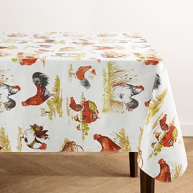 Elrene Home Fashions Vintage Rooster Farm Printed Square/Rectangle Vinyl Tablecloth