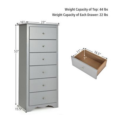 6 Drawers Chest Dresser Clothes Storage Bedroom Furniture Cabinet-brown
