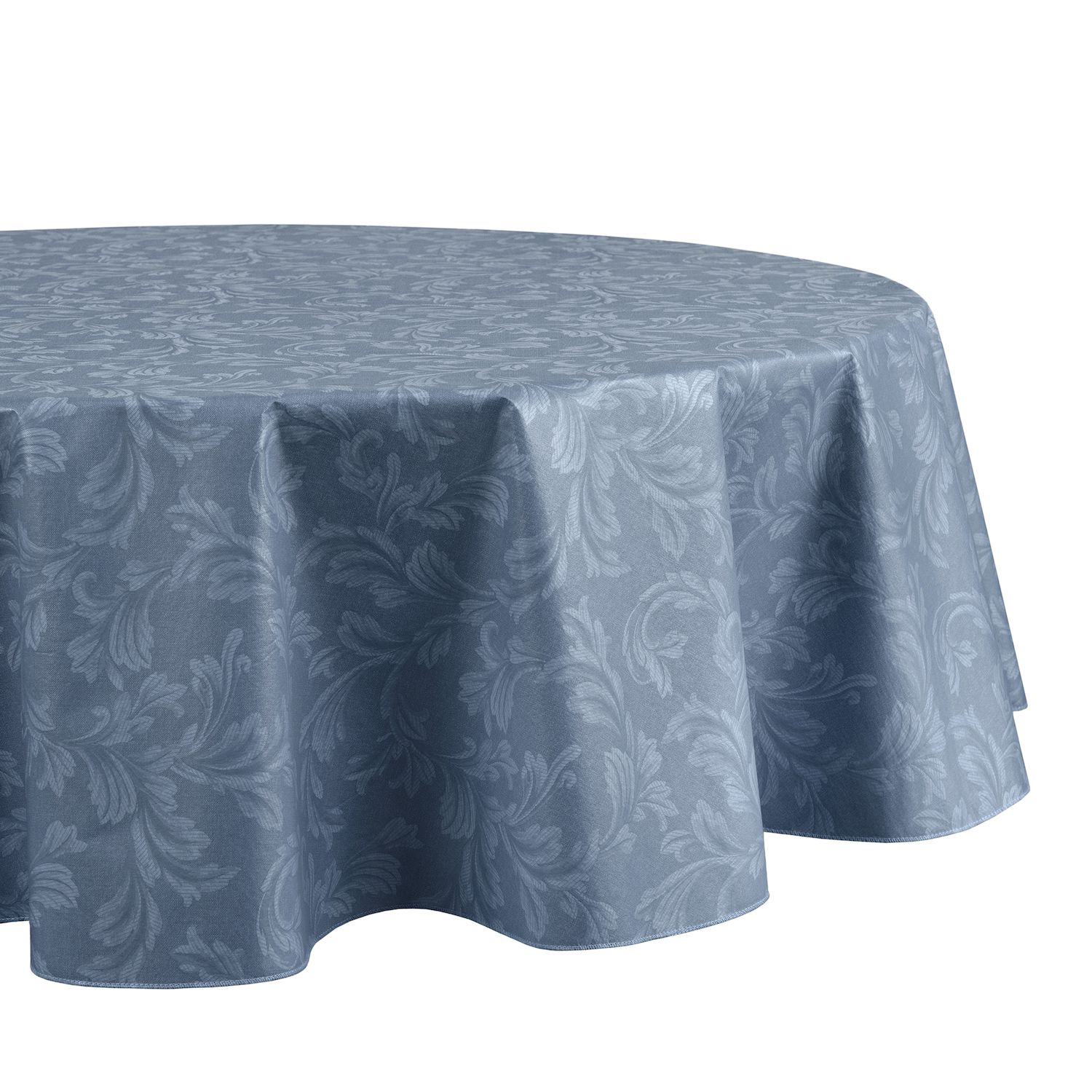 Elrene Home Fashions Tovaglia in vinile resistente all'acqua e alle macchie ispirata al lino Monterey Linen con retro in flanella, rotonda, 178 x 177,8 cm, blu