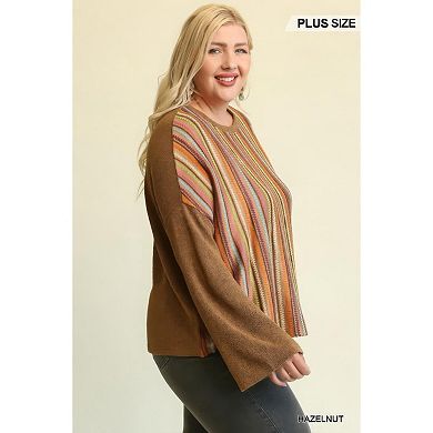 Novelty Knit And Solid Knit Mixed Loose Top