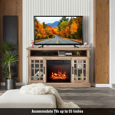 Electric Fireplace Tv Stand With Cabinets For Tvs Up To 50 Inch