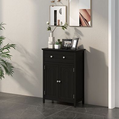 2-door Freestanding Bathroom Cabinet With Drawer And Adjustable Shelf