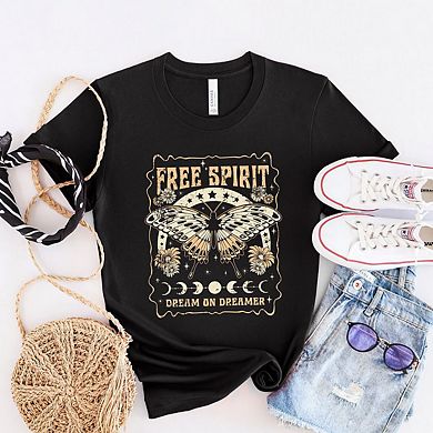 Free Spirit Butterfly Short Sleeve Graphic Tee