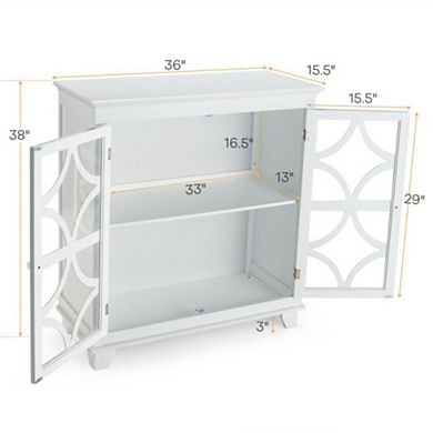 Kitchen Buffet Sideboard With Glass Doors And Adjustable Shelf