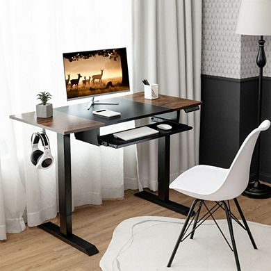 Electric Sit To Stand Desk With Keyboard Tray