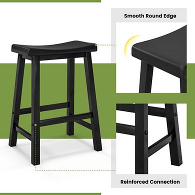 Hivvago Set Of 2  Counter Height Stools With Solid Wood Legs