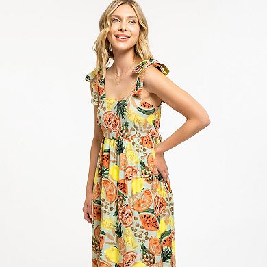 August Sky Women's Fruit Print Midi Dress