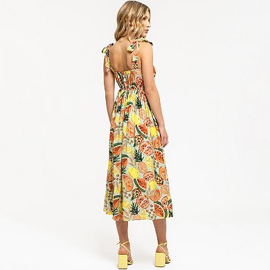 August Sky Women's Fruit Print Midi Dress
