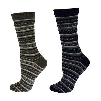Flower Pattern Cotton Crew (mid-calf) Socks 2-pair Pack