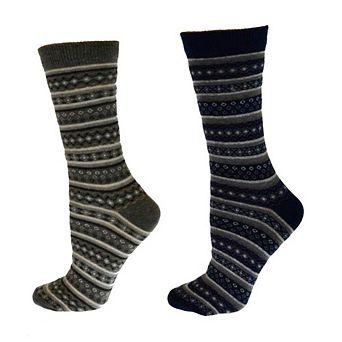 Flower Pattern Cotton Crew (mid-calf) Socks 2-pair Pack