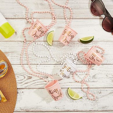 Set Of 12 Beaded Bachelorette Shot Glass Necklaces For Bridal Shower, Wedding