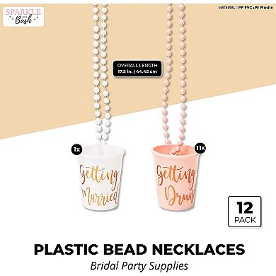 Set Of 12 Beaded Bachelorette Shot Glass Necklaces For Bridal Shower, Wedding