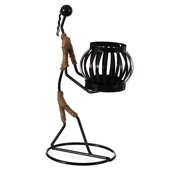 Wire Figure Candle Holder Modern Tea Light Lantern Tabletop Centerpiece Candle Stand, Front Carry