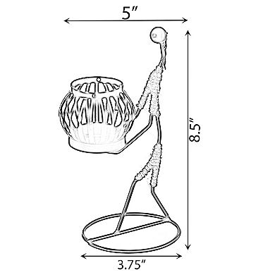 Wire Figure Candle Holder Modern Tea Light Lantern Tabletop Centerpiece Candle Stand, Front Carry