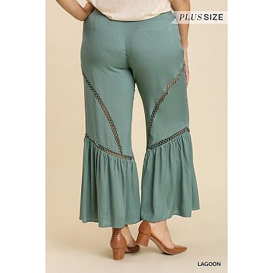 Wide Leg Elastic Waist Lace Tape Pants