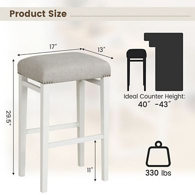Hivvago 2 Pieces Inch Backless Barstools With Padded Seat Cushions
