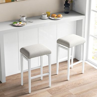 Hivvago 2 Pieces Inch Backless Barstools With Padded Seat Cushions