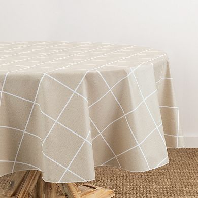 Elrene Home Fashions Windowpane Plaid Grid Printed Round/oval Vinyl Tablecloth