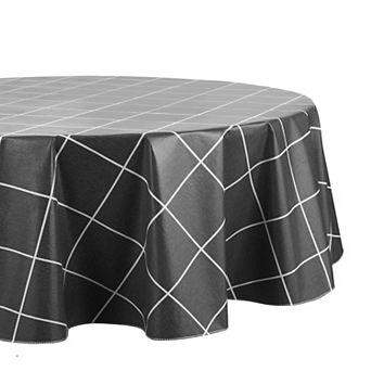 Elrene Home Fashions Windowpane Plaid Grid Printed Round/oval Vinyl Tablecloth