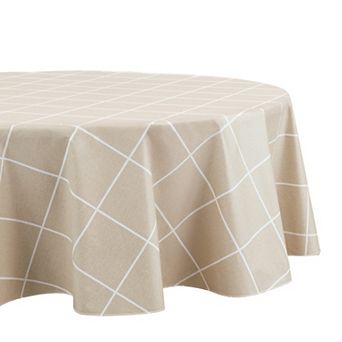 Elrene Home Fashions Windowpane Plaid Grid Printed Round/oval Vinyl Tablecloth