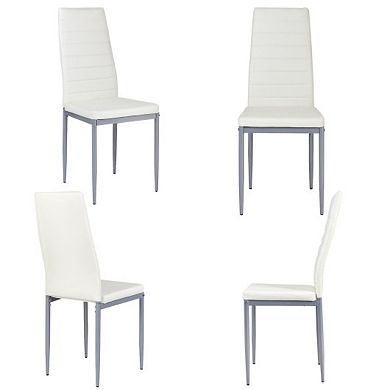 4 Pcs Pvc Leather Dining Side Chairs Elegant Design