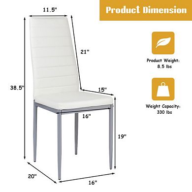 4 Pcs Pvc Leather Dining Side Chairs Elegant Design