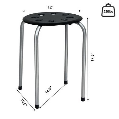 Set Of 6 Portable Plastic Stack Stools With Metal Frame