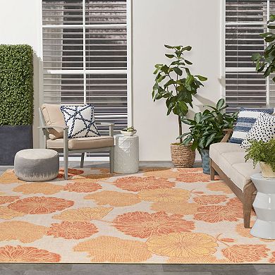 Nourison Garden Oasis Floral Flatweave Indoor Outdoor Rug