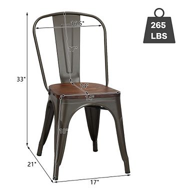 18 Inch Height Set Of 4 Stackable Style Metal Wood Dining Chair