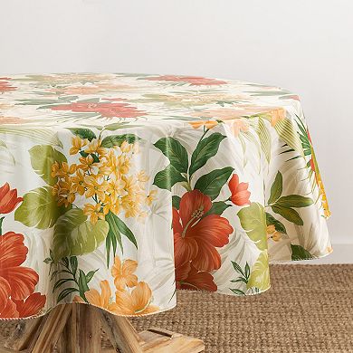 Elrene Home Fashions Callisto Tropical Floral Printed Round/oval Vinyl Tablecloth