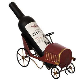 Metal Figurine Car Shaped Vintage Wine Single Bottle Holder Stand Rack