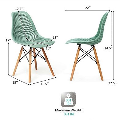 2 Pcs Modern Plastic Hollow Chair Set With Wood Leg