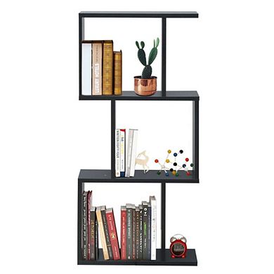 Hivvago 2/3/4 Tiers Wooden S-shaped Bookcase For Living Room Bedroom Office