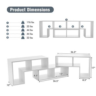 3 Pieces Console Tv Stand For Tvs Up To 65 Inch With Shelves