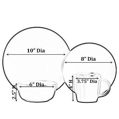 16 PC Dinnerware Dish Set for 4 Person Mugs, Salad and Dinner Plates and Bowls Sets Included