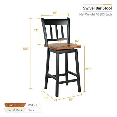 Set Of 2 Swivel Bar Stools With 360° Swiveling