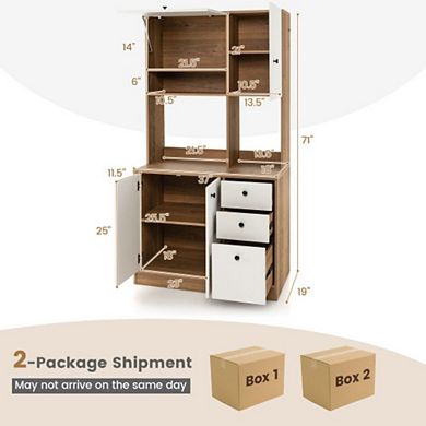 Kitchen Pantry With 3 Storage Cabinet And 3 Deep Drawers