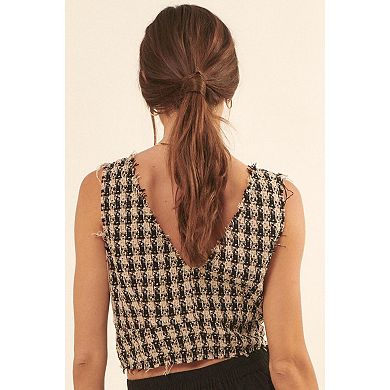 Wool-blend plaid dickey vest