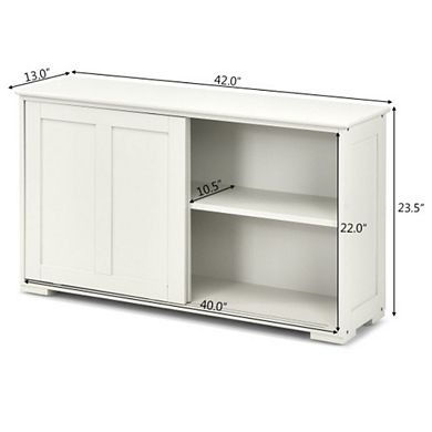 Kitchen Storage Cabinet With Glass Sliding Door