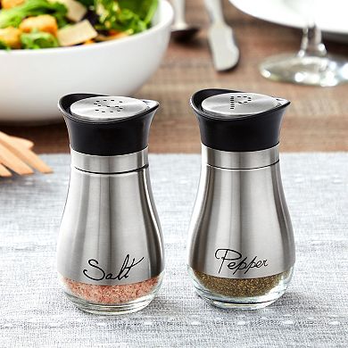 Stainless Steel Salt And Pepper Shakers Set - Modern Kitchen Decor (4oz)