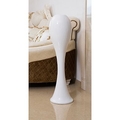 Tall White Narrow Unique Fiberglass Modern Floor Vase