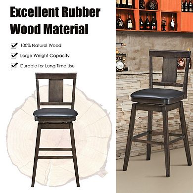 Swivel Upholstered Counter Height Bar Chair With Rubber Wood Legs