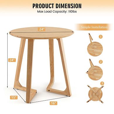 Round End Table With Adjustable Foot Pads Natural