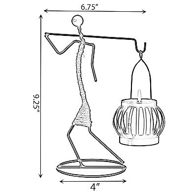 Wire Figure Candle Holder Tea Light Lantern Tabletop Centerpiece Candle Stand, Back Carry