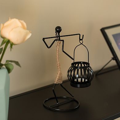 Wire Figure Candle Holder Tea Light Lantern Tabletop Centerpiece Candle Stand, Back Carry