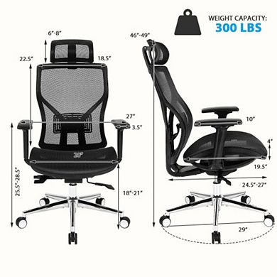 High-back Mesh Executive Chair With Sliding Seat And Adjustable Lumbar Support