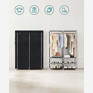Portable Closet Wardrobe With Shoe Rack And Cover