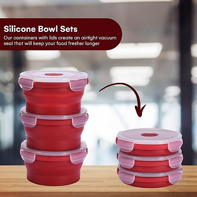 Collapsible Food Storage Containers With Lids - Silicone Bowls With Airtight Lid