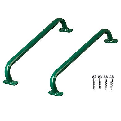 Green Metal Safety Grab Handles Set, Kids Outdoor Play House Hand Grip Bars Playground Set Accessory