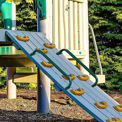 Green Metal Safety Grab Handles Set, Kids Outdoor Play House Hand Grip Bars Playground Set Accessory